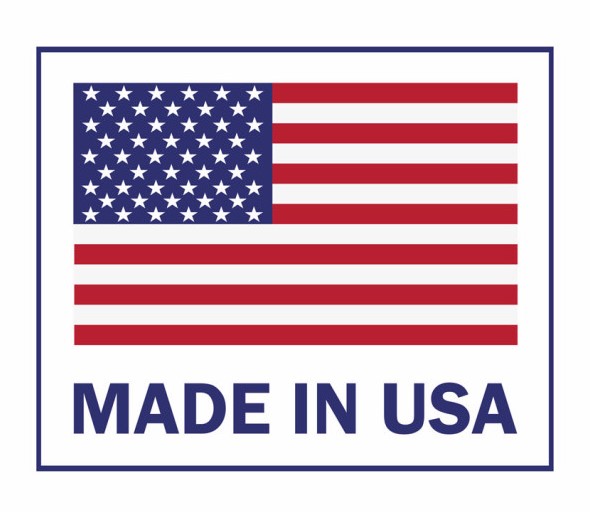 Made in the USA label with American flag. American patriotic icon. Vector